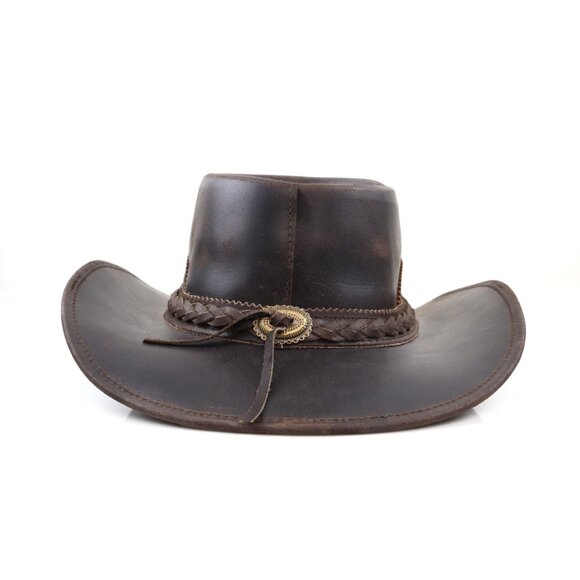 Stellman Leather Hat Western Cowboy Hat Handmade Leather Hat Vintage Leather Hat - Picture 2 of 6